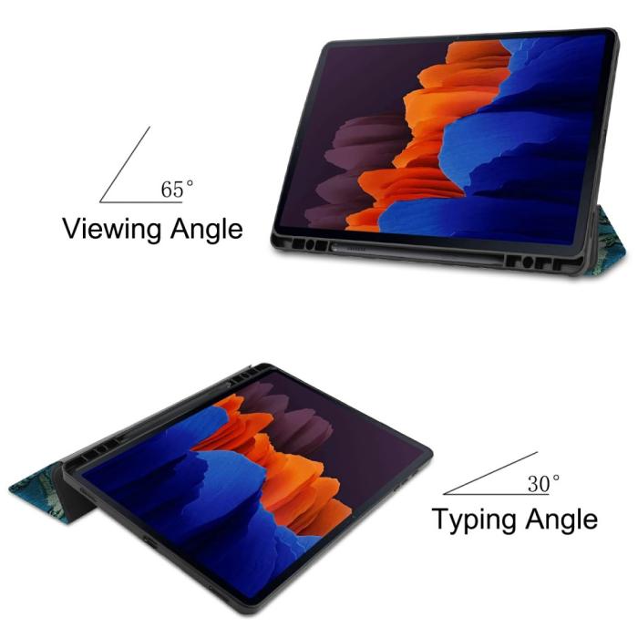 Bild 5,  Samsung Galaxy Tab S7 Plus / Tab S8 Plus Fodral Tri-Fold Pennhållare