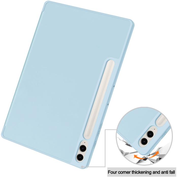 Bild 6,  Galaxy Tab S9 FE Plus Fodral Tri-Fold Pennhållare Ljus Blå