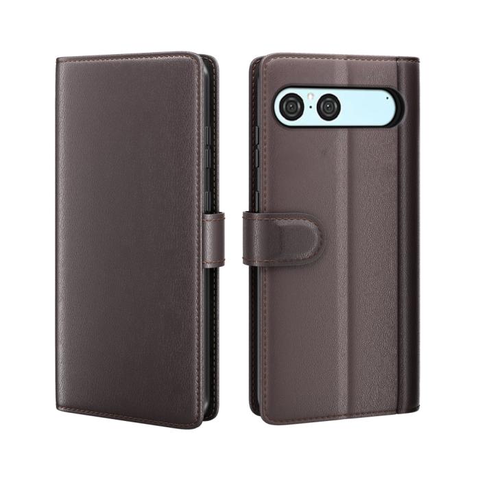 Bild 6,  Sony Xperia 10 VII Fodral Premium Äkta Läder Brun
