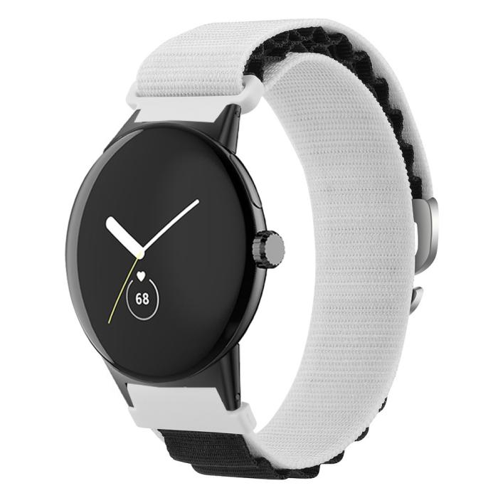 Bild 3,  Google Pixel Watch / Watch 2 Armband Nylon Pro Vit/Svart