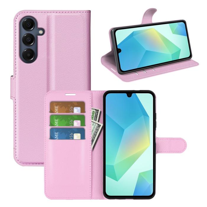Bild 5,  Samsung Galaxy A17 Fodral Litchi Läder Ljus Rosa