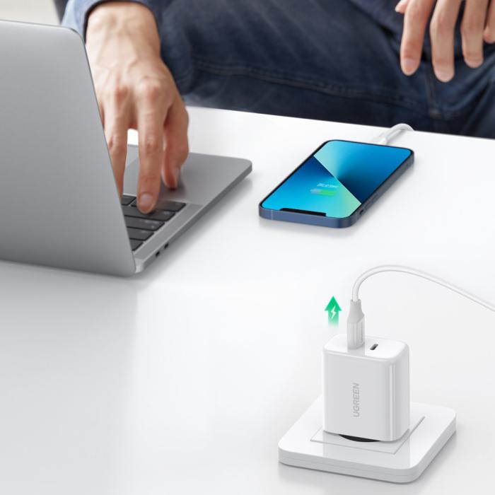 Bild 4, UGREEN Ugreen 40W 2x USB-C PD Snabbladdare Väggladdare Vit