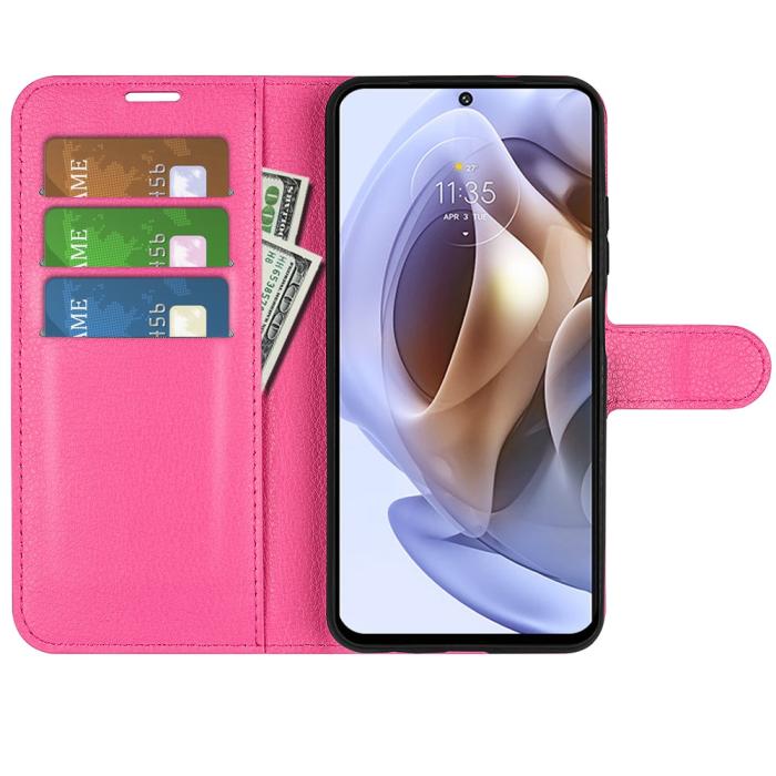 Bild 6,  Motorola Moto G31 / G41 Fodral Litchi Textur Rosa