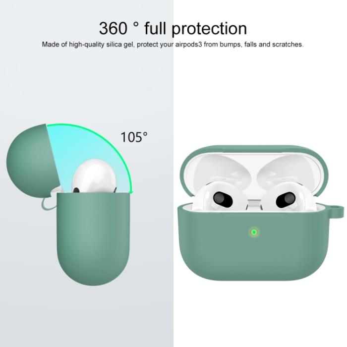 Bild 2,  AirPods 3 Skal Silikon Med Krok Grön