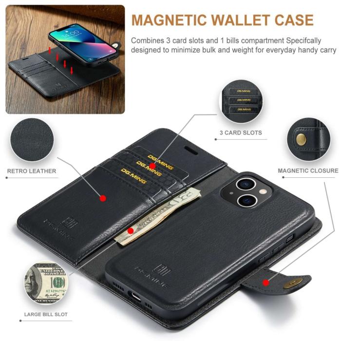 Bild 5, DG.MING DG.MING iPhone 15 2in1 Magnet Fodral / Skal Svart