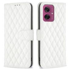  Motorola Moto G55 5G Fodral Diamond L&auml;der Vit