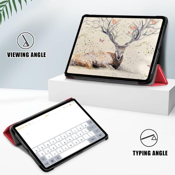 Bild 4,  iPad Air 2026-2020 Fodral Tri-Fold Litchi Röd
