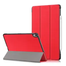  iPad Air 2026-2020 Fodral Tri-Fold Litchi R&ouml;d