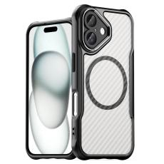  iPhone 16 Skal MagSafe Kolfiber Textur Hybrid Svart