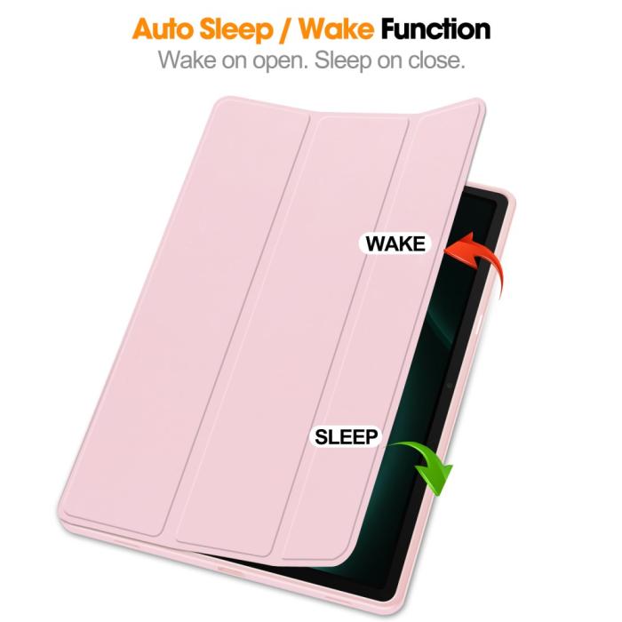 Bild 3,  Galaxy Tab S9 FE Plus Fodral Tri-Fold Pennhållare Rosa