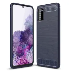  Samsung Galaxy A03s Skal Borstad St&aring;l Textur Bl&aring;