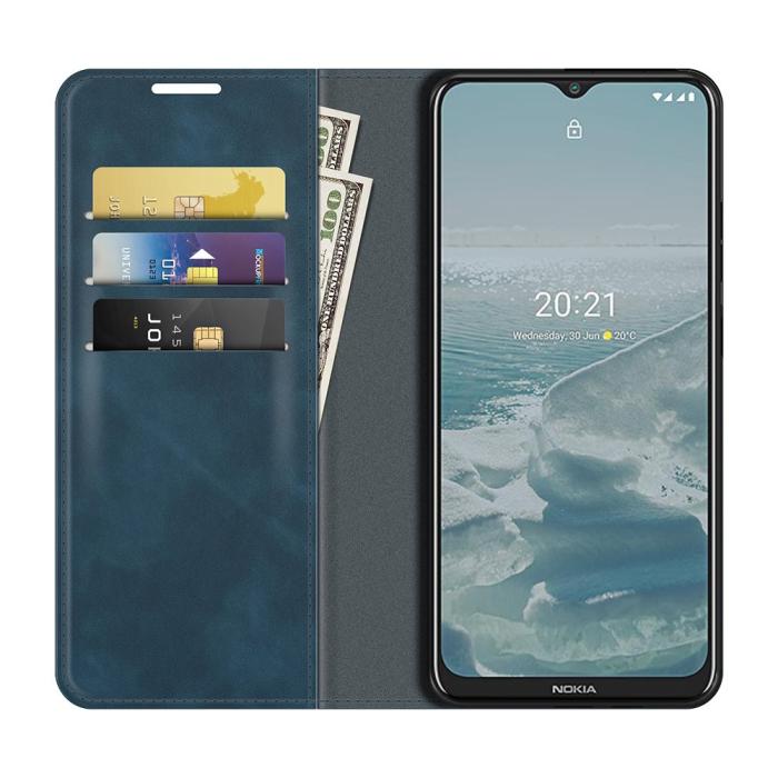 Bild 4,  Nokia G10 / G20 Fodral Skin Touch Läder Blå