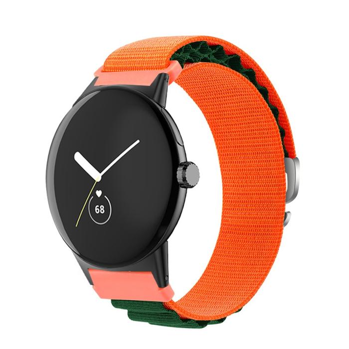 Bild 3,  Google Pixel Watch / Watch 2 Armband Nylon Pro Orange/Grön