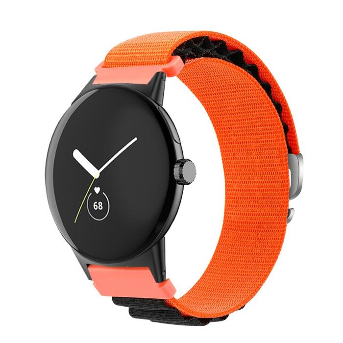 Bild 3,  Google Pixel Watch / Watch 2 Armband Nylon Pro Orange/Svart