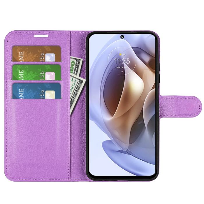 Bild 6,  Motorola Moto G31 / G41 Fodral Litchi Textur Lila