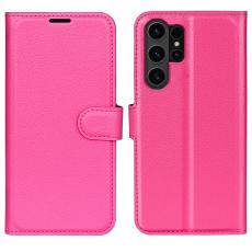  Samsung Galaxy S24 Ultra Fodral L&auml;der Litchi Rosa