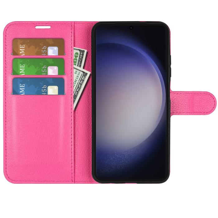 Bild 2,  Samsung Galaxy S24 Ultra Fodral Läder Litchi Rosa