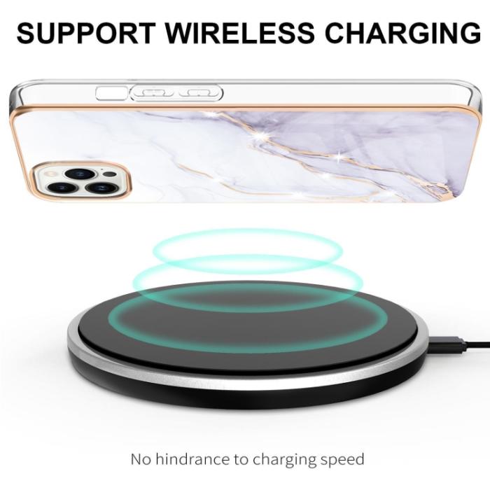 Bild 3,  iPhone 14 Pro Skal Marmor Electroplate TPU