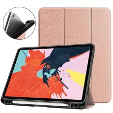  iPad Air 2026-2020 Fodral Tri-Fold Litchi Ros&eacute;guld