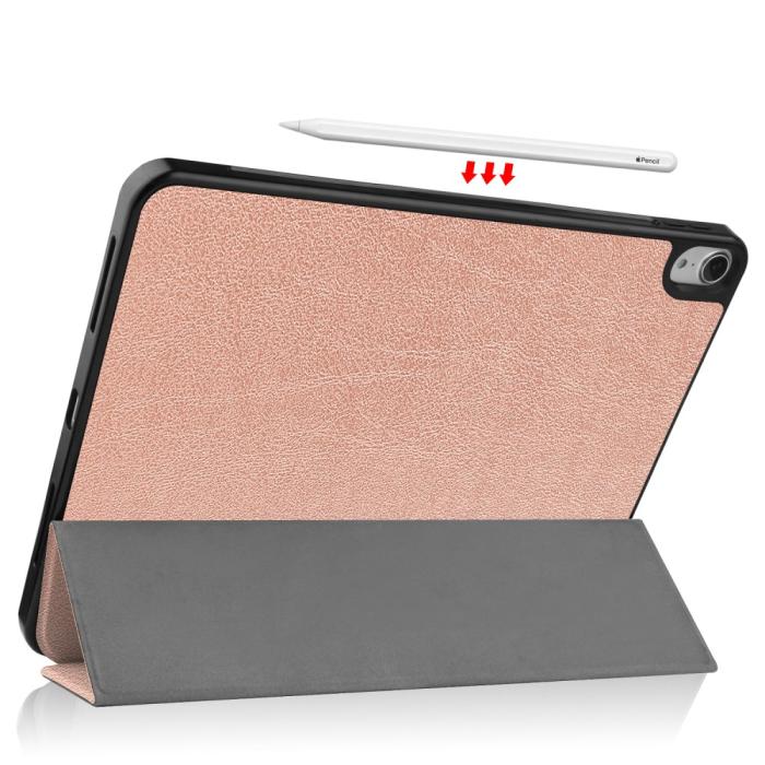 Bild 4,  iPad Air 2026-2020 Fodral Tri-Fold Litchi Roséguld