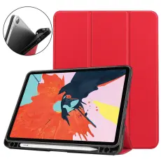  iPad Air 2026-2020 Fodral Tri-Fold Litchi R&ouml;d