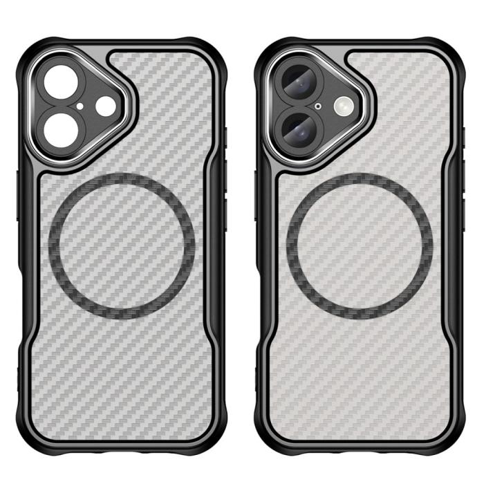 Bild 6,  iPhone 16 Skal MagSafe Kolfiber Textur Hybrid Svart