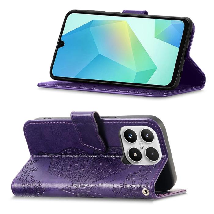 Bild 2,  Xiaomi 17 Fodral Läder Fjäril Mörk Lila