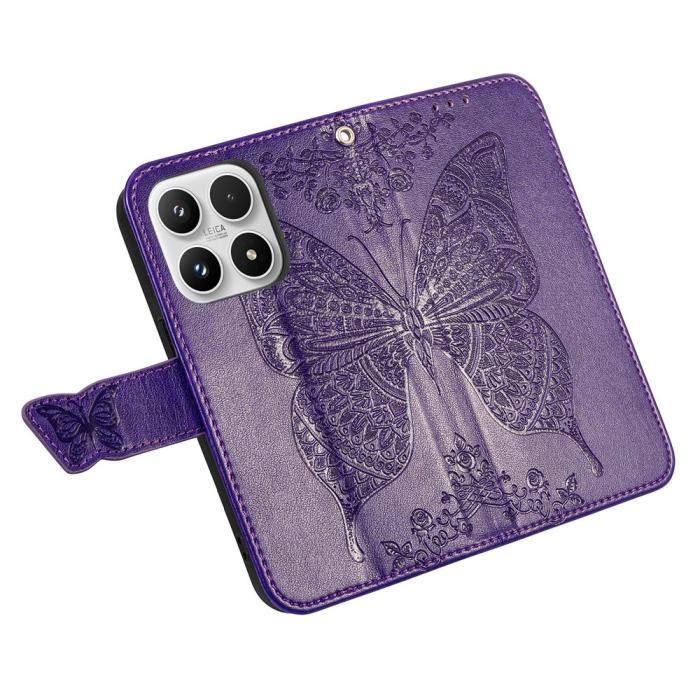 Bild 3,  Xiaomi 17 Fodral Läder Fjäril Mörk Lila