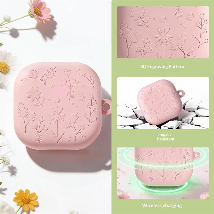 Bild 5,  Samsung Galaxy Buds 4 / 4 Pro Skal Silikon Blommigt Tryck Grön