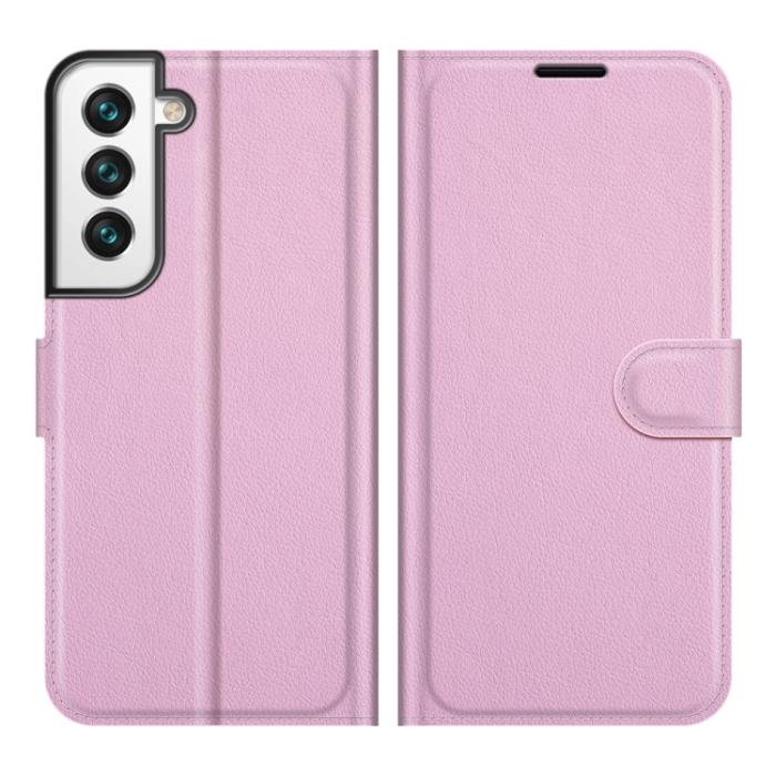 Bild 2,  Samsung Galaxy S22 Fodral Litchi Textur Ljus Rosa