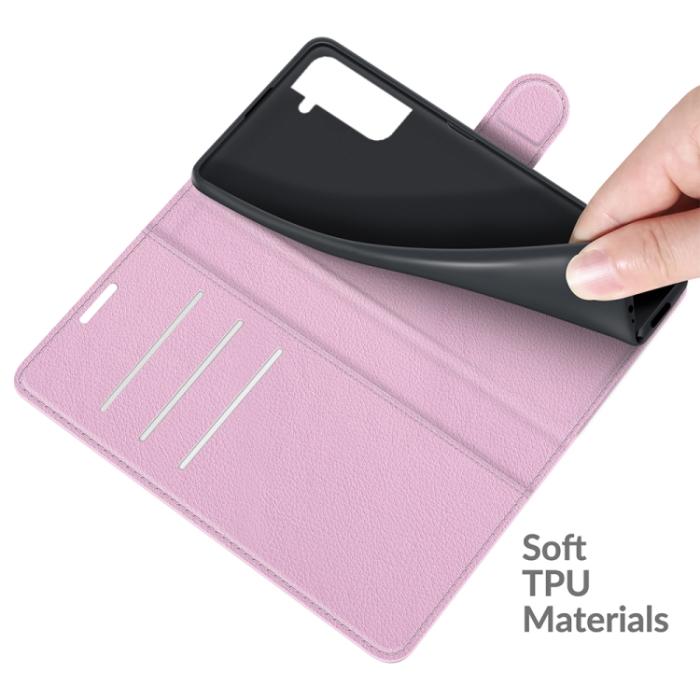 Bild 6,  Samsung Galaxy S22 Fodral Litchi Textur Ljus Rosa