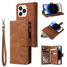  iPhone 14 Pro Fodral Flerfack Multifunktionell Brun