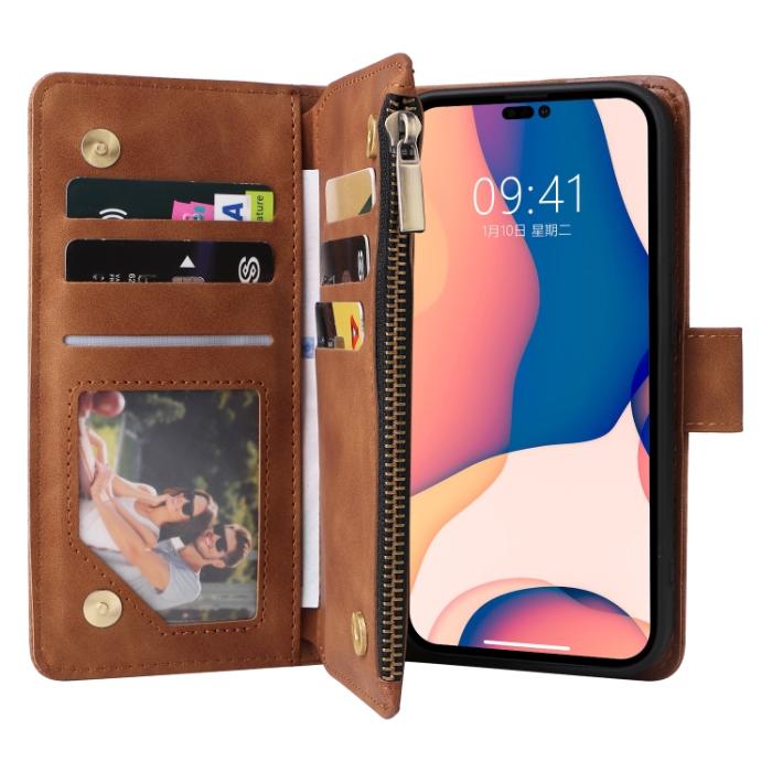 Bild 4,  iPhone 14 Pro Fodral Flerfack Multifunktionell Brun
