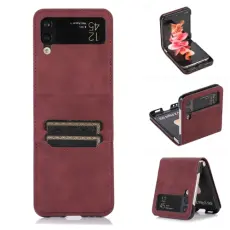  Samsung Galaxy Z Flip 4 Skal L&auml;der Kortfack R&ouml;d