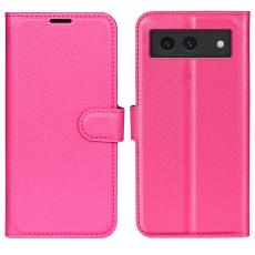  Google Pixel 8A Litchi L&auml;der Fodral Rosa