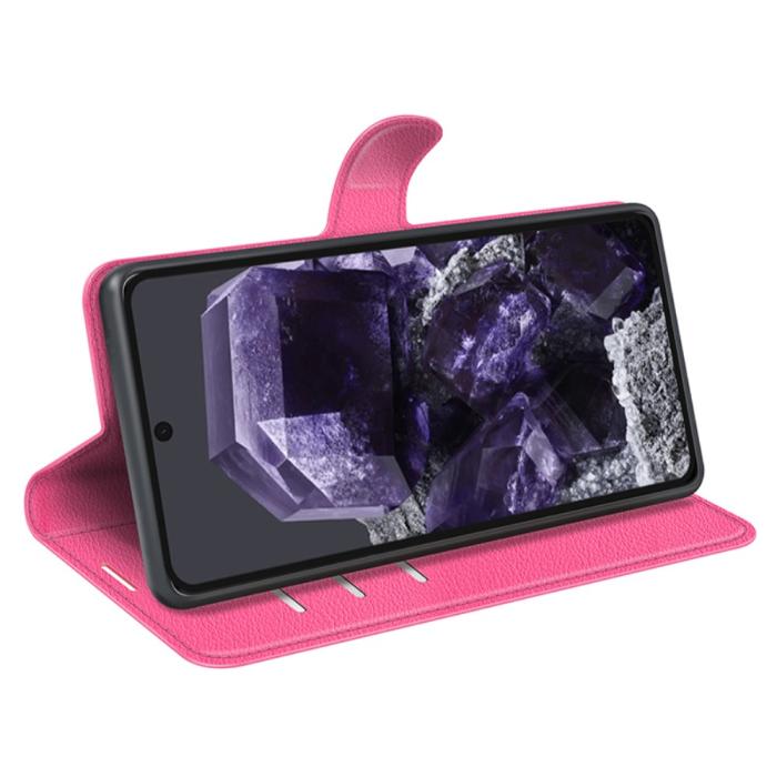 Bild 3,  Google Pixel 8A Litchi Läder Fodral Rosa