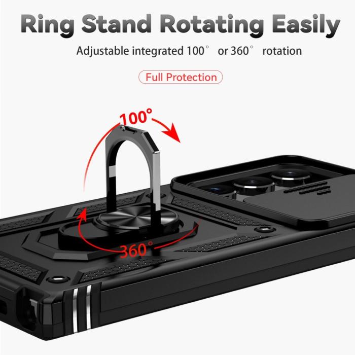 Bild 6,  Samsung Galaxy S23 Ultra Skal Hybrid Ring CamShield Svart
