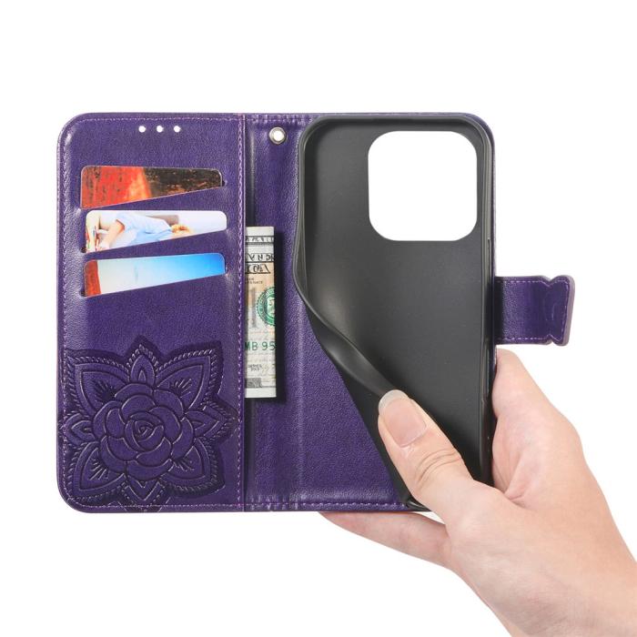 Bild 4,  Xiaomi 17 Fodral Läder Fjäril Mörk Lila