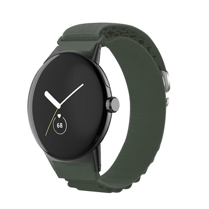Bild 3,  Google Pixel Watch / Watch 2 Armband Nylon Pro Militär Grön