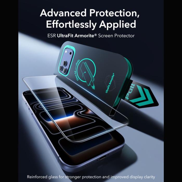 Bild 3, ESR ESR iPhone 18 Pro/17 Pro 2-PACK Skärmskydd Amorite Härdat Glas