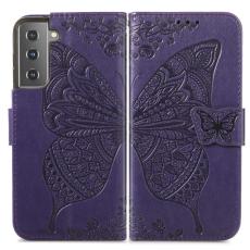  Samsung Galaxy S22 Plus Fodral Butterfly Tryckt L&auml;der Lila