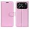  iPhone 17 Pro Max Fodral Litchi Läder Ljus Rosa