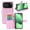  iPhone 17 Pro Max Fodral Litchi Läder Ljus Rosa