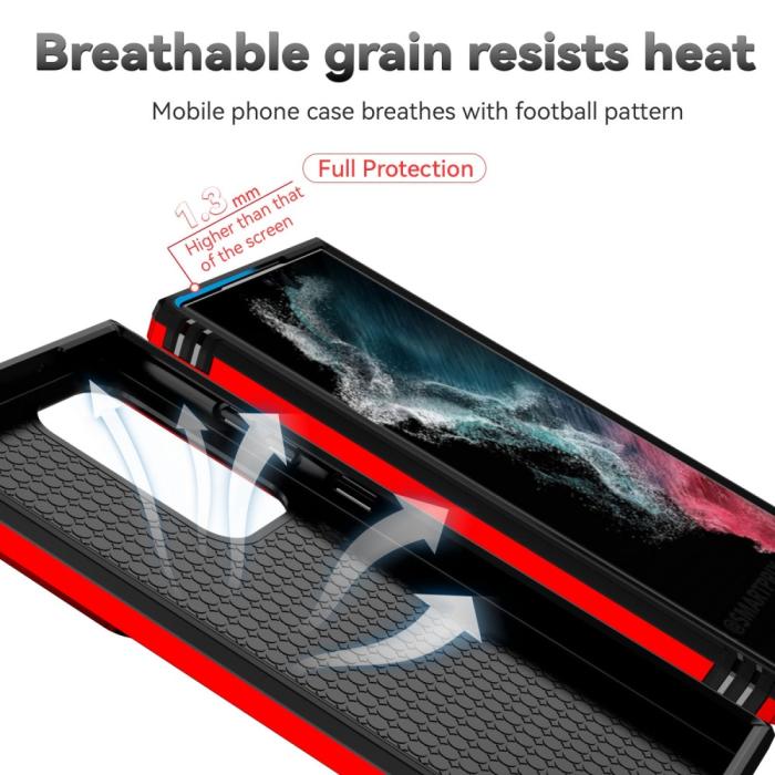 Bild 3,  Samsung Galaxy S23 Ultra Skal Hybrid Ring CamShield Röd