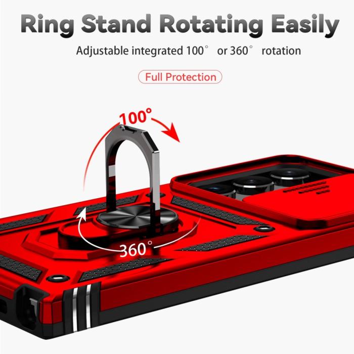 Bild 6,  Samsung Galaxy S23 Ultra Skal Hybrid Ring CamShield Röd