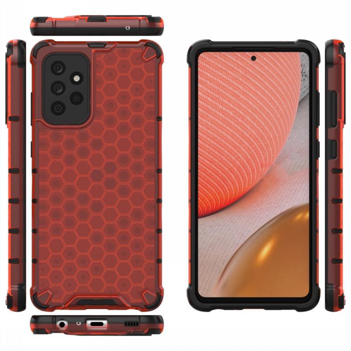 Bild 2,  Samsung Galaxy A72 - Armor Honeycomb Textur Skal - Röd