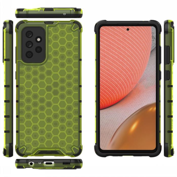 Bild 2,  Samsung Galaxy A72 - Armor Honeycomb Textur Skal - Grön