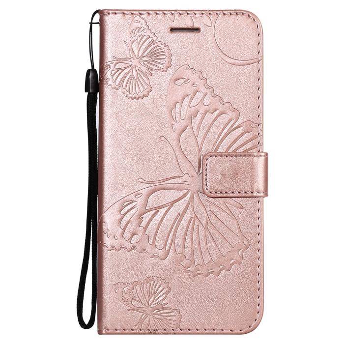 Bild 4,  Samsung Galaxy A22 5G - Butterfly Läder Fodral - Roséguld