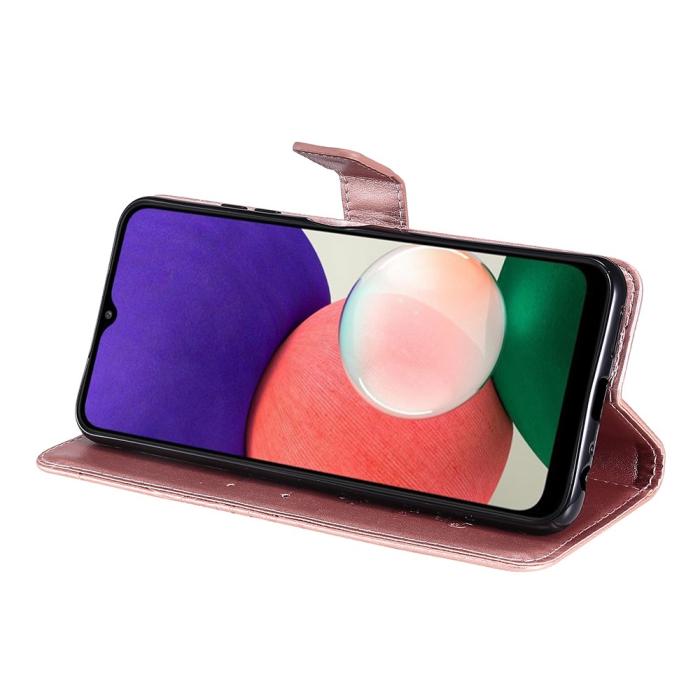 Bild 6,  Samsung Galaxy A22 5G - Butterfly Läder Fodral - Roséguld