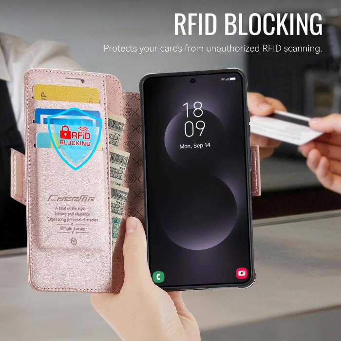 Bild 4, CASEME CASEME Samsung Galaxy S25 Ultra Skal RFID Plånbok Roséguld